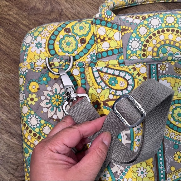 Vera Bradley Green Yellow Teal Gray Brown Paisley Labtop Bag - Picture 14 of 17